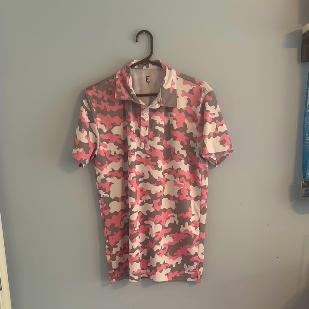 EliteStyle Pink and Gray Polo Shirt Casual Lightweight